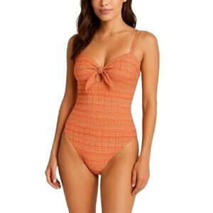 Robin Piccone Isla Bandeau One Piece Swimsuit Sizes 4 6 14 Terracotta Knot Twist